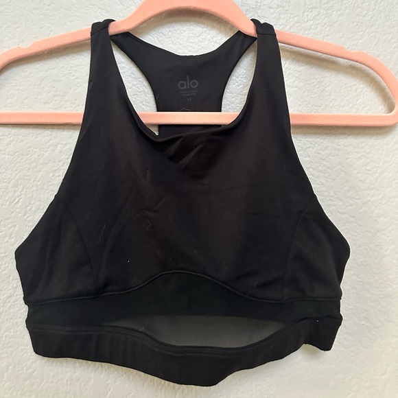 Alo yoga high neck sports bra black Medium NWOT - Picture 1 of 2